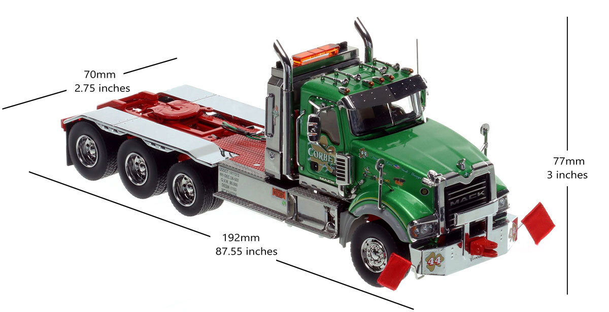 Dimensions of the 1:50 scale SThomas F. Corbett 2011 Mack Titan