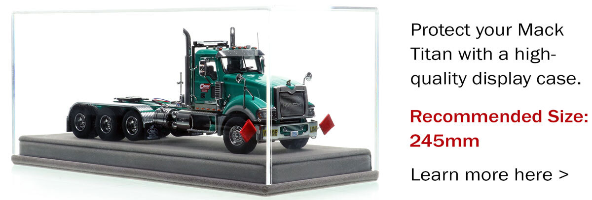 Display Case for 1:50 scale Cardi Construction Industries 2014 Mack Titan Tri-axle Tractor