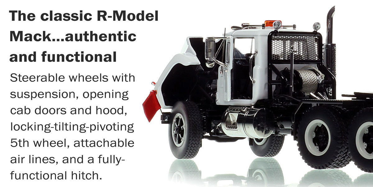 functionality of Mack R600 Tandem Axle Tractor - White over Black
