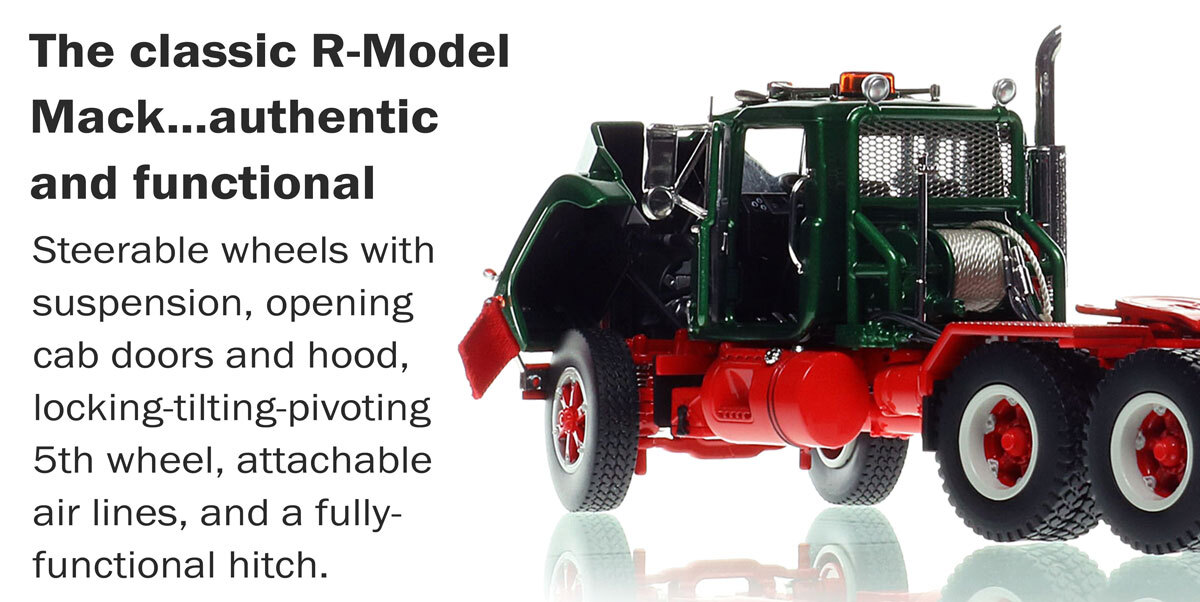 functionality of Mack R600 Tandem Axle Tractor - Green 6035 over Viper Red