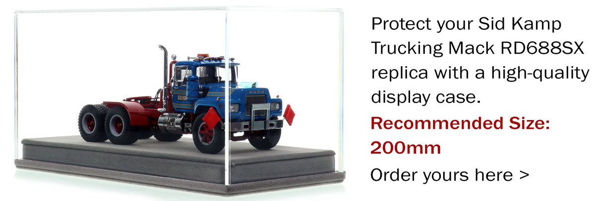 Display Case for 1:50 Scale Diecast Model of Sid Kamp Trucking 1987 Mack RD688SX tandem axle tractor