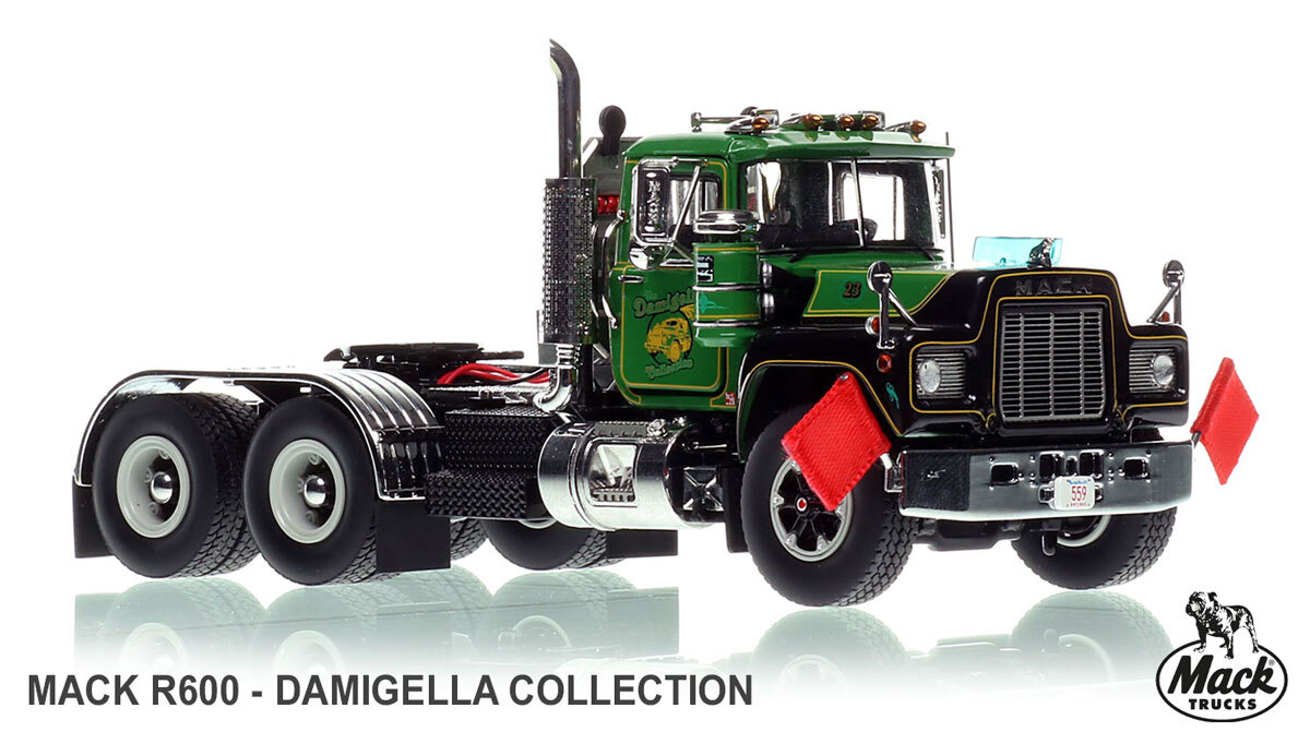 1:50 diecast model of   Damigella Collection 1978 Mack R600 tandem axle tractor