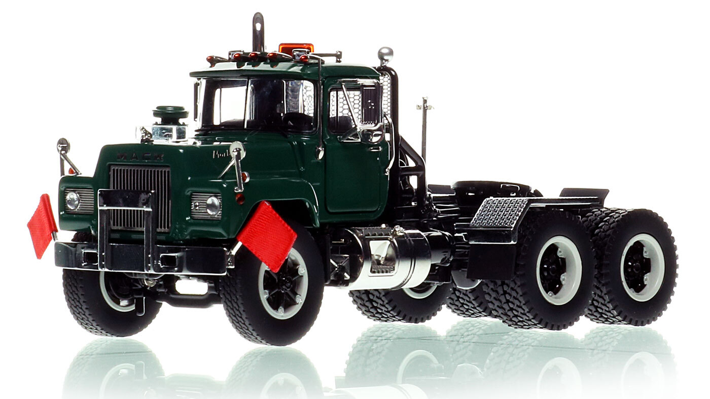 1:50 Scale Diecast Model of Mack R600 Tandem Axle Tractor - Green 6005 over Black