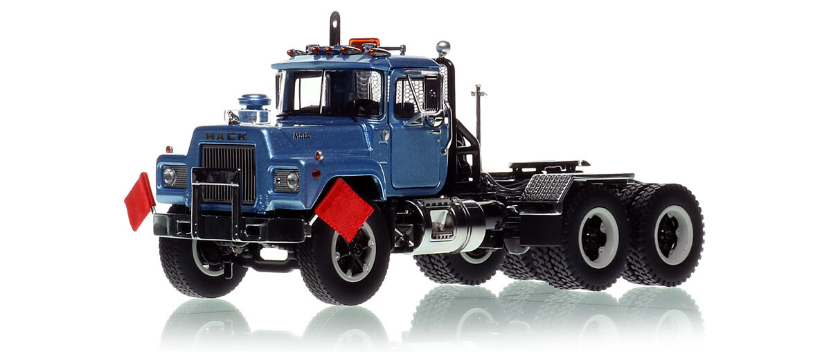 1:50 scale diecast model of  Mack R600 Tandem Axle Tractor - Metallic Light Blue