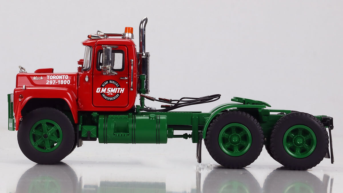 1:50 scale diecast model of G.M. Smith Mack R600 Tandem Axle Tractor