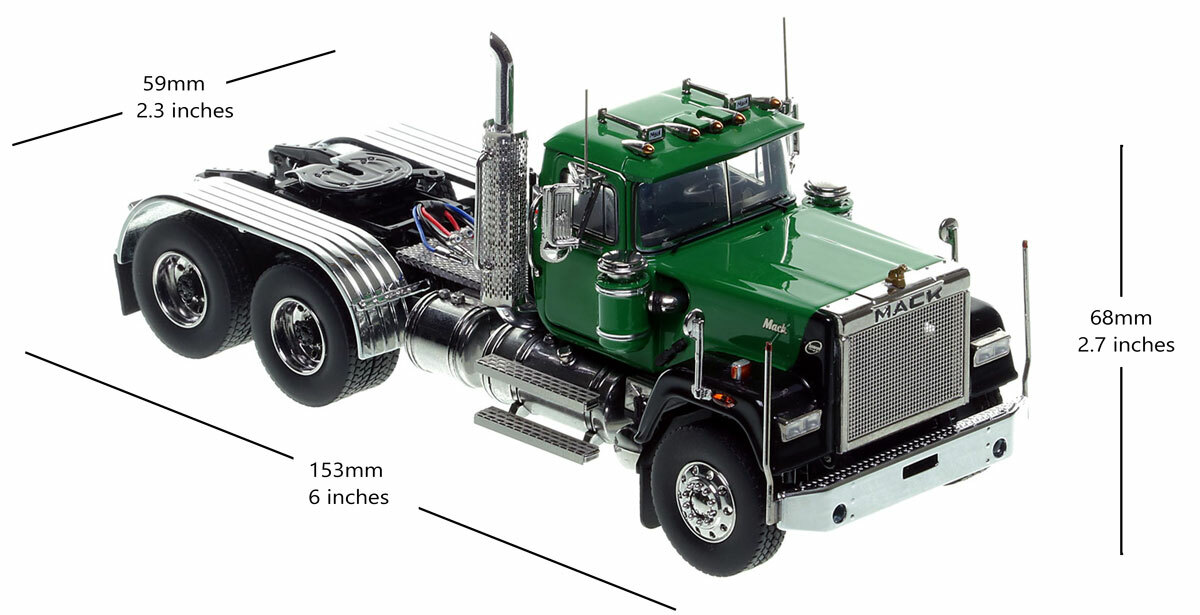 Mack Superliner Tandem Axle Tractor - Green over Black Specs