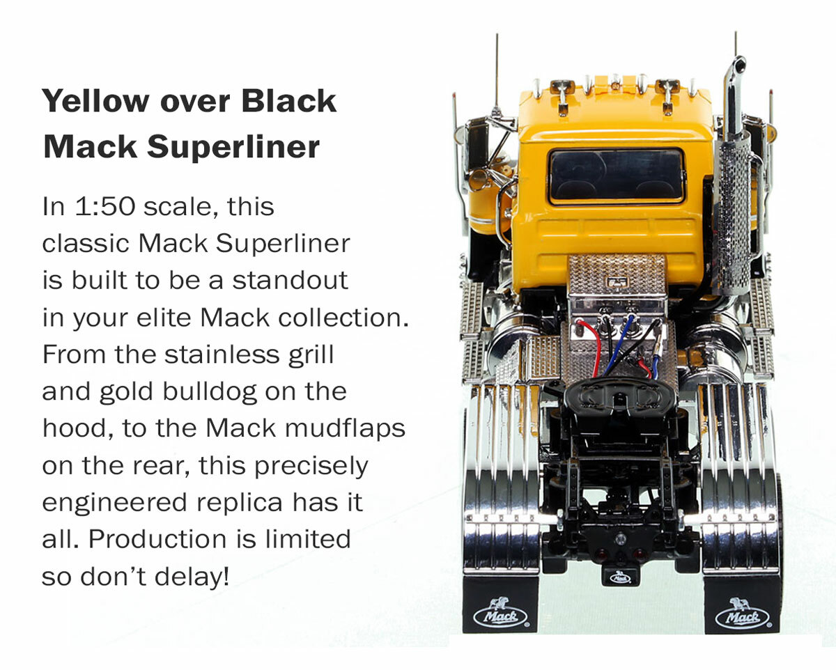 Mack Superliner Tandem Axle Tractor - Yellow over Black Dimensions