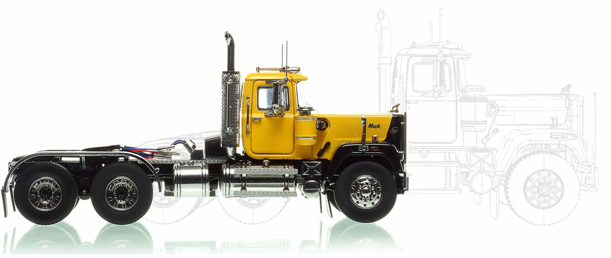 Yellow over Black Mack Superliner Tandem Axle Tractor