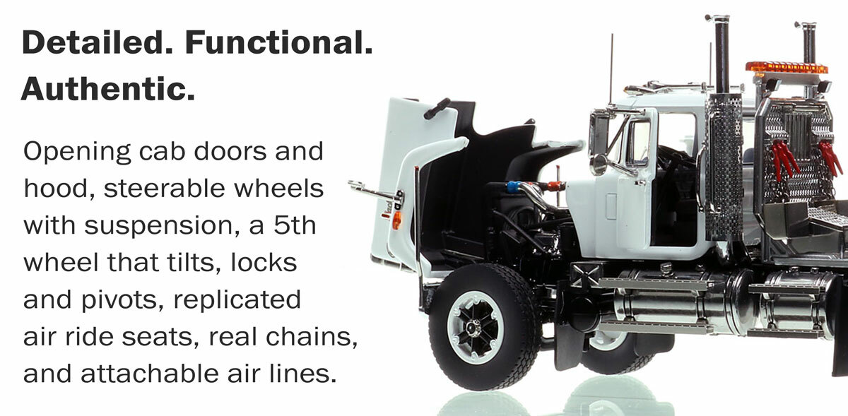 Mack Superliner Heavy Spec Tandem Axle Tractor - White over Black Features