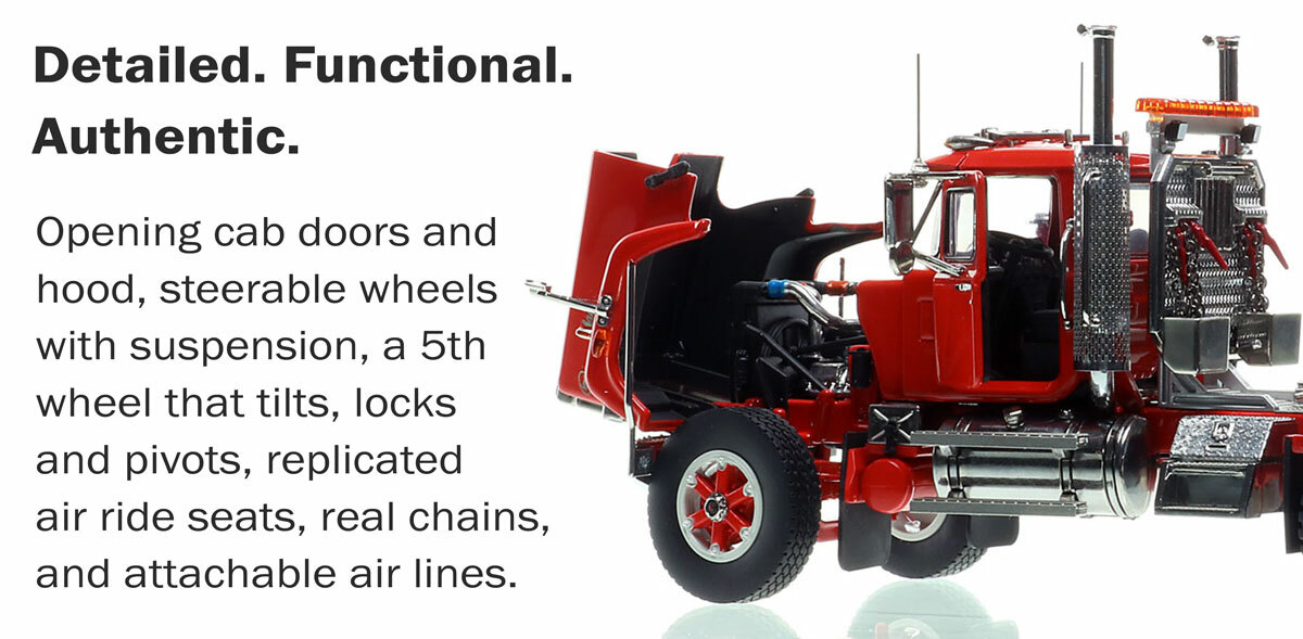 Mack Superliner Heavy Spec Tandem Axle Tractor - Red over Red Features
