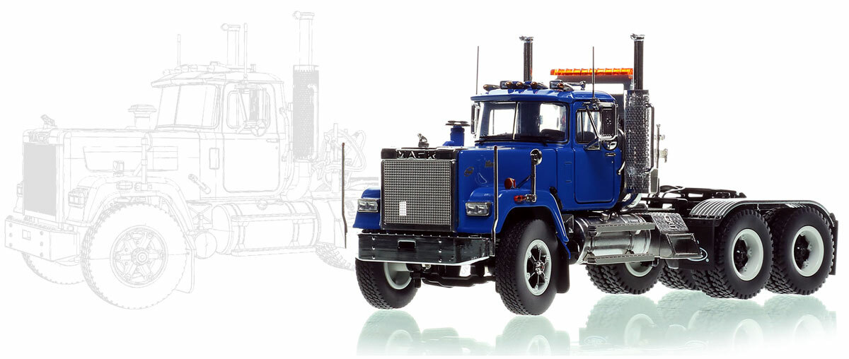 Blue over Black Mack Superliner Heavy Spec Tandem Axle Tractor