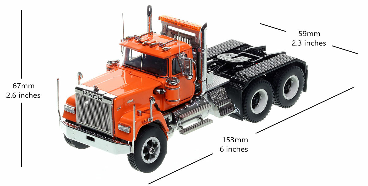 Mack Superliner Heavy Spec Tandem Axle Tractor - Orange over Black Specs