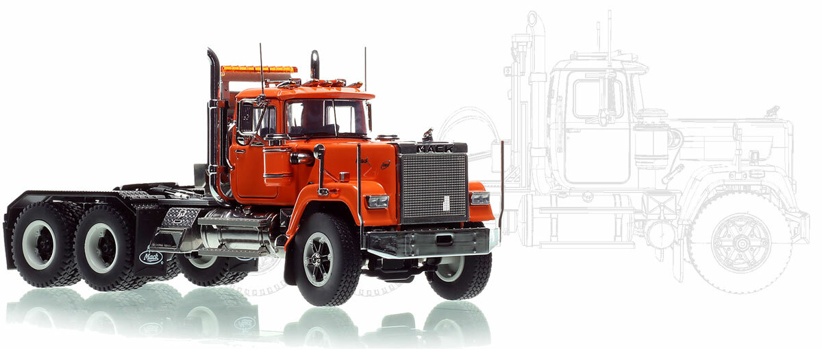  Mack Superliner Heavy Spec Tandem Axle Tractor - Orange over Black