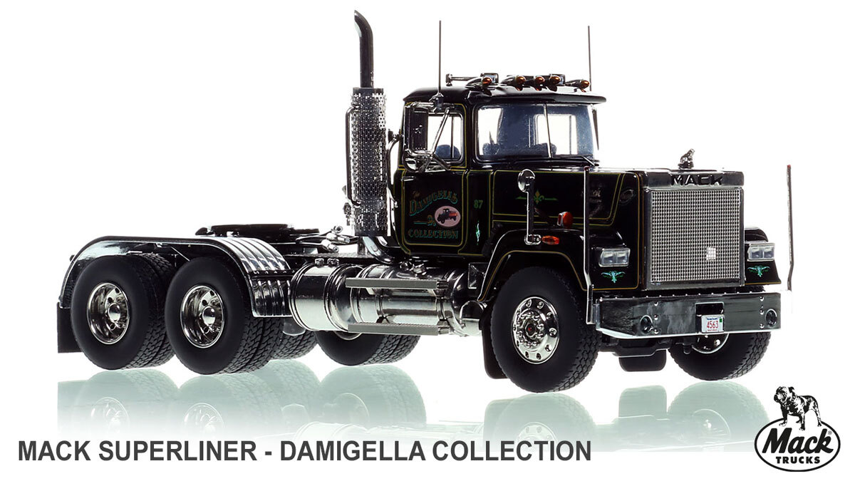 1:50 scale diecast model of Damigella Collection 1986 Mack Superliner Tandem Axle Tractor
