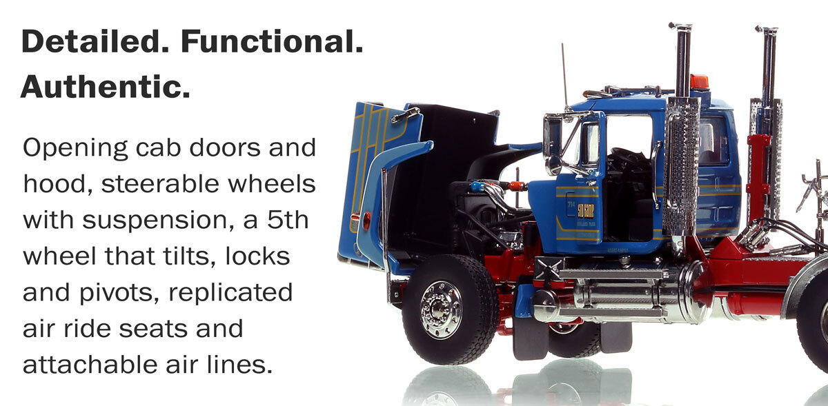 Functions of the 1:50 scale Sid Kamp Trucking 1987 Mack Superliner
