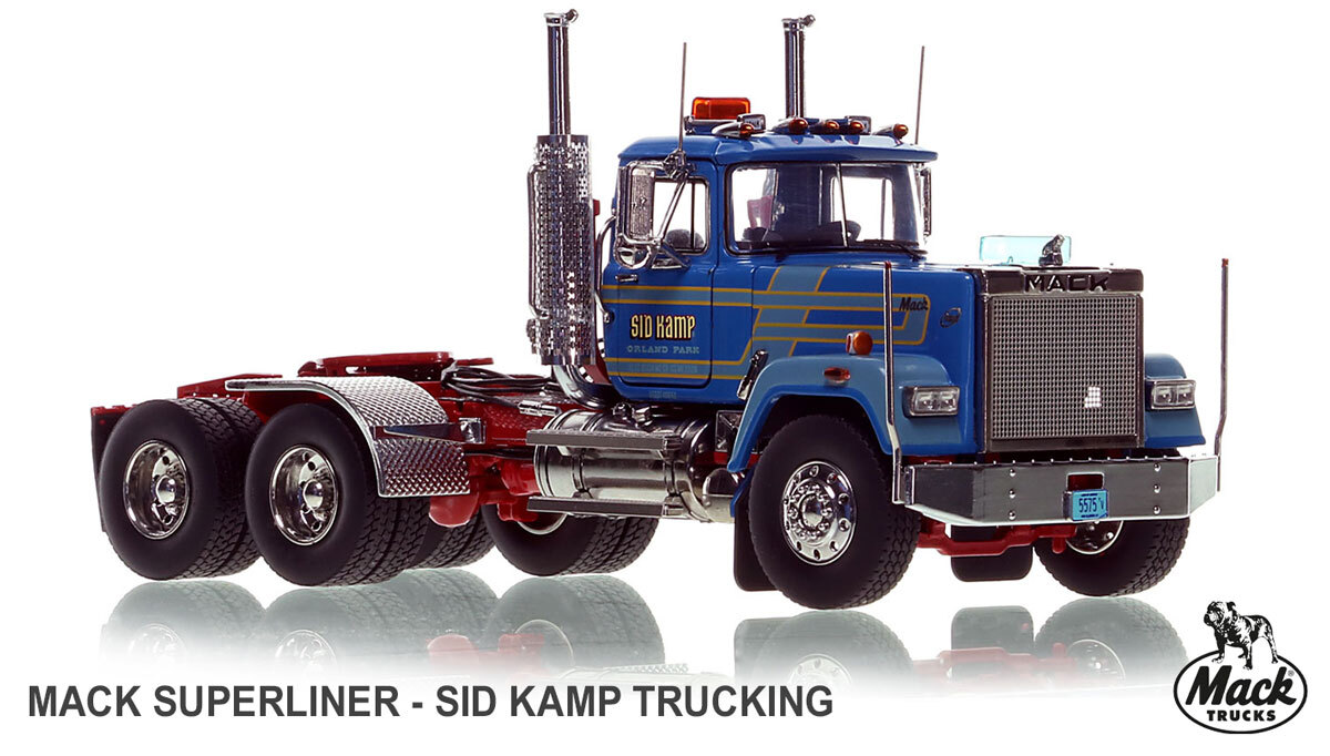 1:50 scale model of Sid Kamp Trucking 1987 Mack Superliner 714