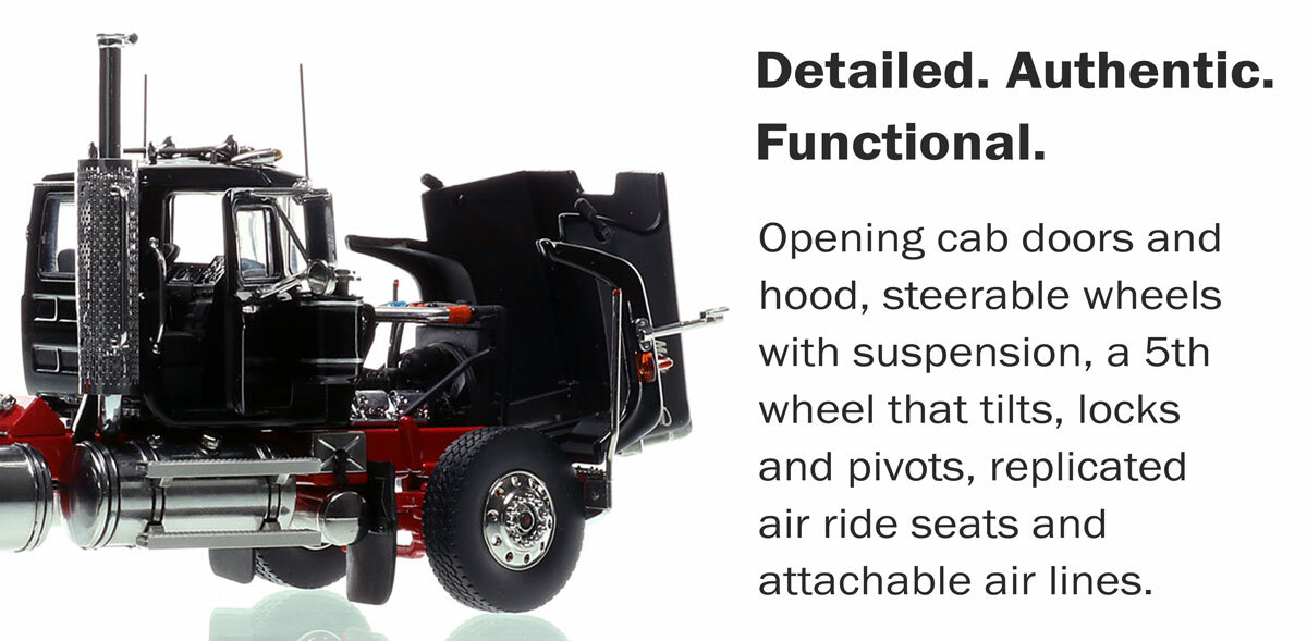 Mack Superliner Tandem Axle Tractor - Black over Red Features