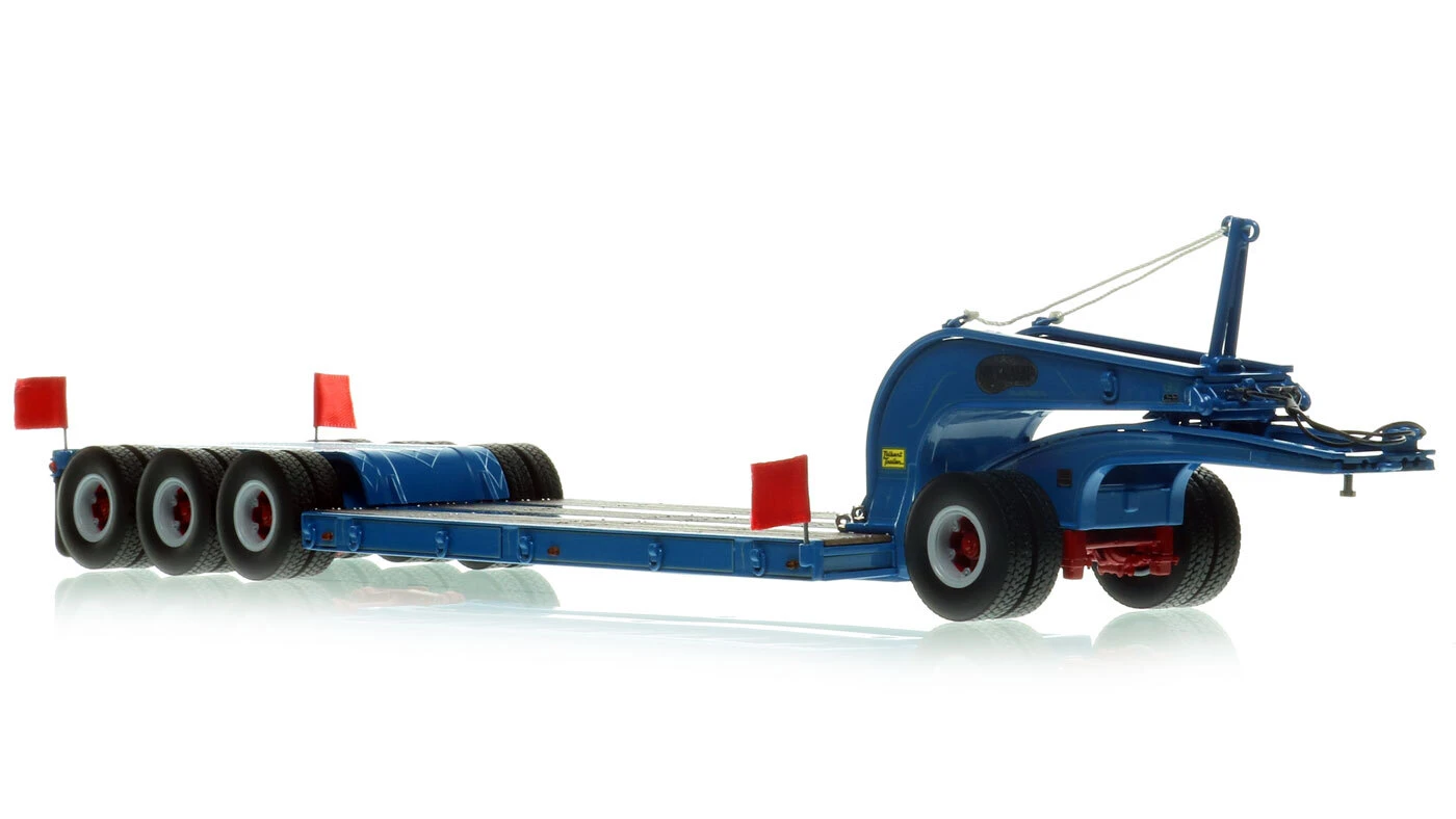 1:50 Scale Diecast Model of 1960s Talbert 60-Ton Cableneck Lowbed with Single-Axle Dolly - Sid Kamp Trucking