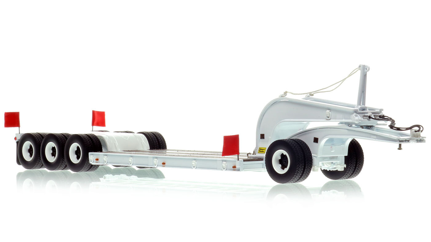 1:50 Scale Diecast Model of 1960s Talbert 60-Ton Cableneck Lowbed with Single-Axle Dolly - White 9003
