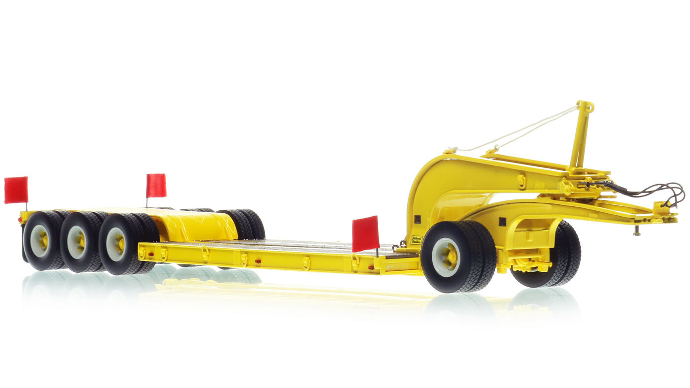 1:50 Scale Diecast Model of 1960s Talbert 60-Ton Cableneck Lowbed with Single-Axle Dolly - Yellow 1021