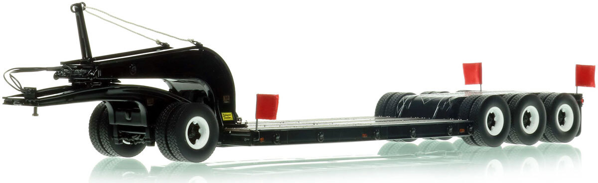 1:50 scale diecast model of 1960s Talbert 60-Ton Cableneck Lowbed with Single-Axle Dolly - Black
