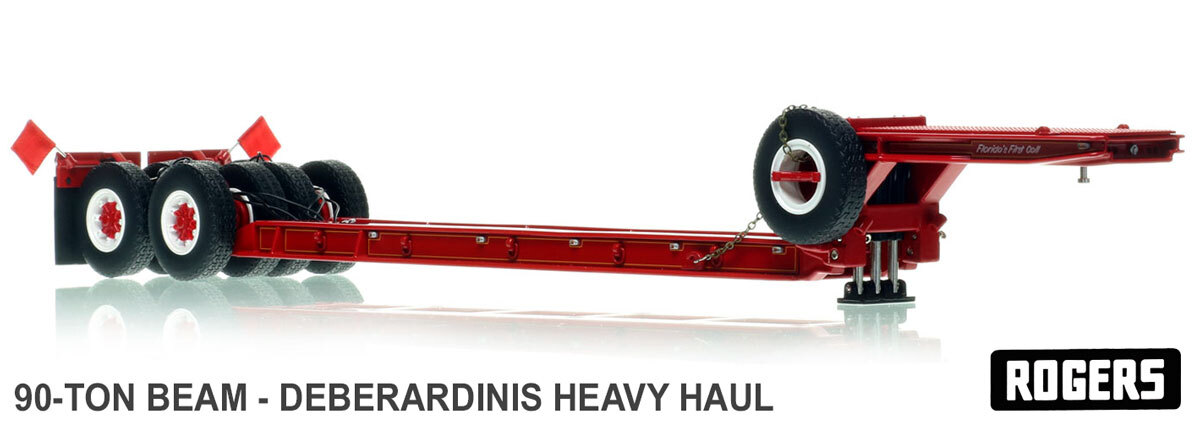1:50 scale model of  1950s Rogers 90-Ton Beam Trailer - DeBerardinis Heavy Haul