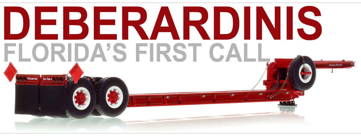 1:50 scale model of 1950s Rogers 90-Ton Beam Trailer - DeBerardinis Heavy Haul