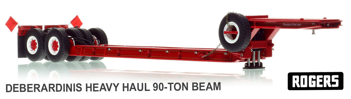 1:50 scale diecast 1950s Rogers 90-Ton Beam Trailer - DeBerardinis Heavy Haul