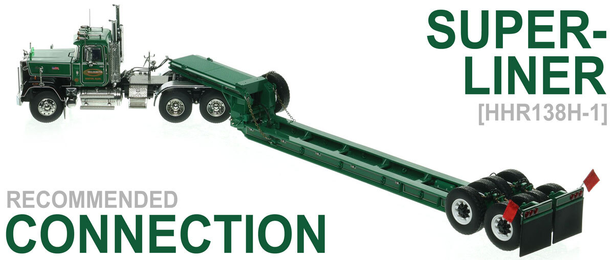Superliner model for 1:50 scale  1950s Rogers 90-Ton Beam Trailer - Greene Const. Green