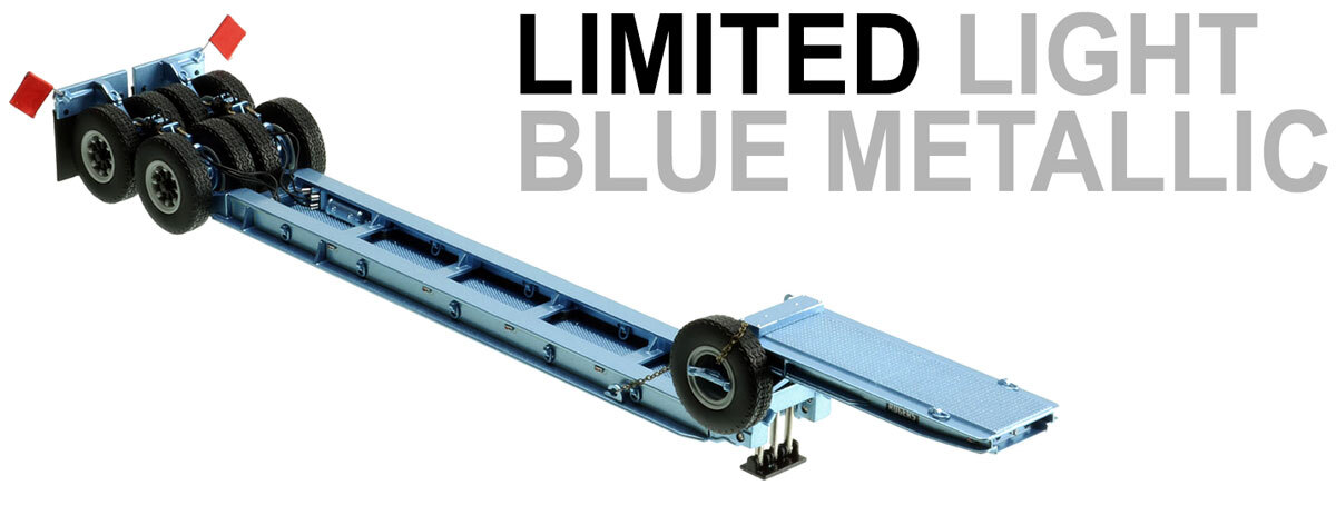 1:50 scale model of 1950s Rogers 90-Ton Beam Trailer - Metallic Light Blue