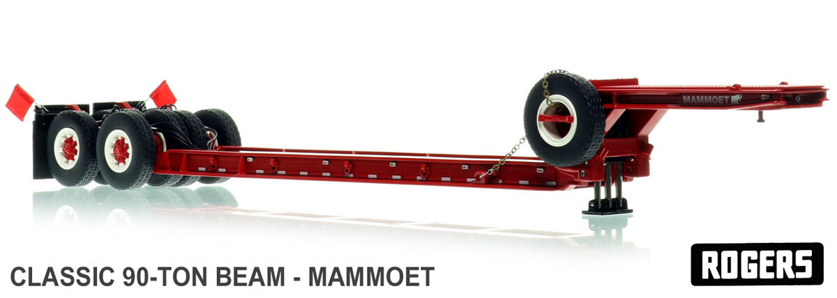 1:50 scale model of 1950s Rogers 90-Ton Beam Trailer - Mammoet