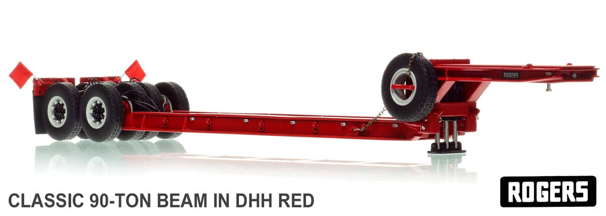 1:50 Scale Model of 1950s Rogers 90-Ton Beam Trailer - DHH Red