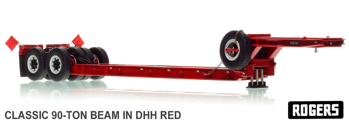 1:50 scale model of  1950s Rogers 90-Ton Beam Trailer - DHH Red