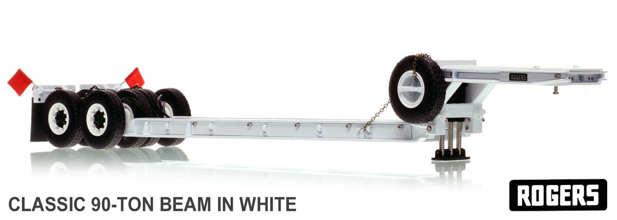 1:50 scale diecast model of 1950s Rogers 90-Ton Beam Trailer - White 9003