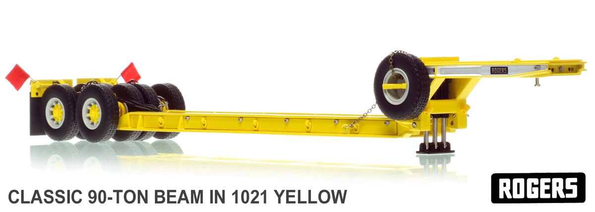 1:50 scale diecast model of  1950s Rogers 90-Ton Beam Trailer - Yellow
