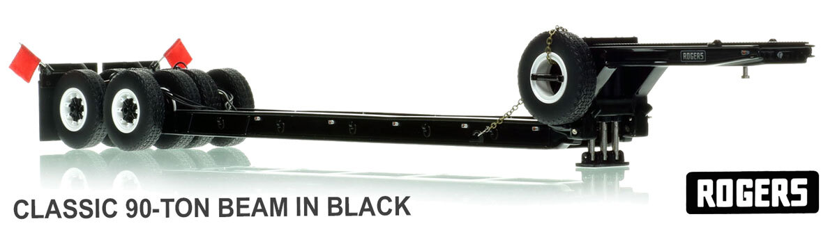 1:50 scale diecast model of 1950s Rogers 90-Ton Beam Trailer - Black