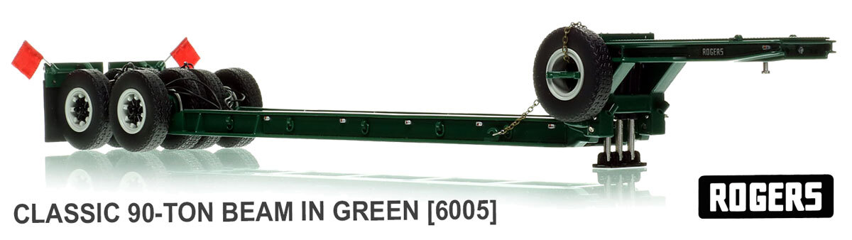 1:50 scale diecast model of 1950s Rogers 90-Ton Beam Trailer - Green
