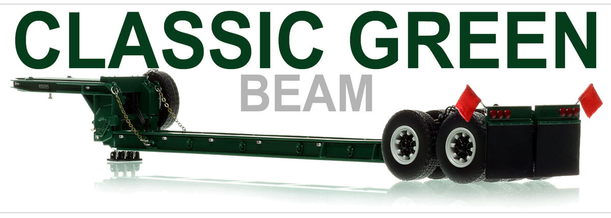 1:50 scale model of 1950s Rogers 90-Ton Beam Trailer - Green
