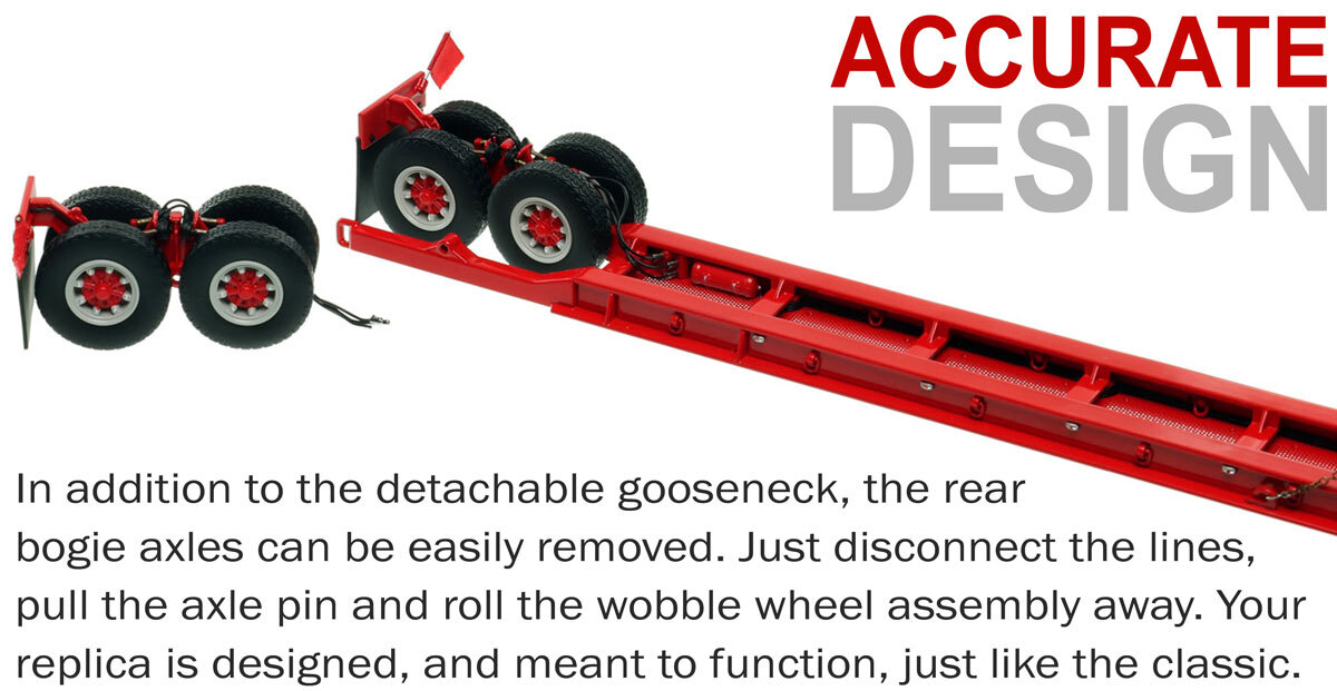 More Functionality of  1950s Rogers 90-Ton Beam Trailer - Viper Red