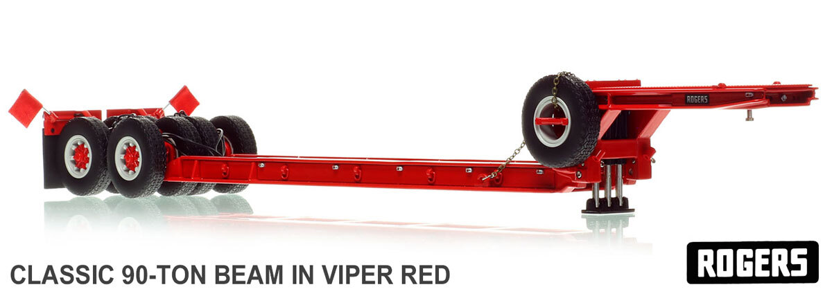 1:50 scale model of 1950s Rogers 90-Ton Beam Trailer - Viper Red