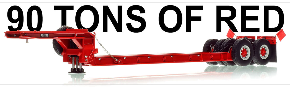 1:50 scale model of 1950s Rogers 90-Ton Beam Trailer - Viper Red