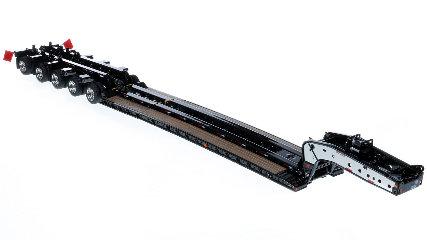 1:50 Scale Diecast Model of Fontaine Magnitude 80 - 100-Ton 5-Axle Drop Side Rail Trailer - Black