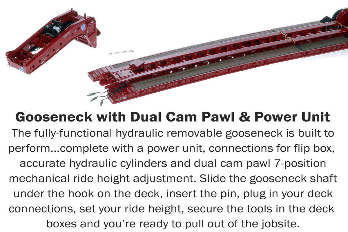 Gooseneck for 1:50 Scale Diecast Model of Fontaine Magnitude 80 - 100-Ton 5-Axle Drop Side Rail Trailer - DHH Red