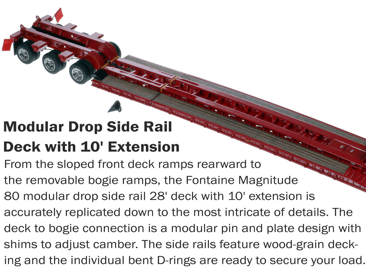 Deck for 1:50 Scale Diecast Model of Fontaine Magnitude 80 - 100-Ton 5-Axle Drop Side Rail Trailer - DeBerardinis Heavy Haul