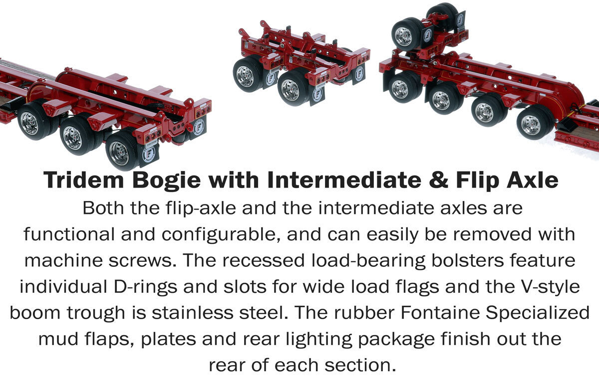 Tridem Bogie for 1:50 Scale Diecast Model of Fontaine Magnitude 80 - 100-Ton 5-Axle Drop Side Rail Trailer - DeBerardinis Heavy Haul