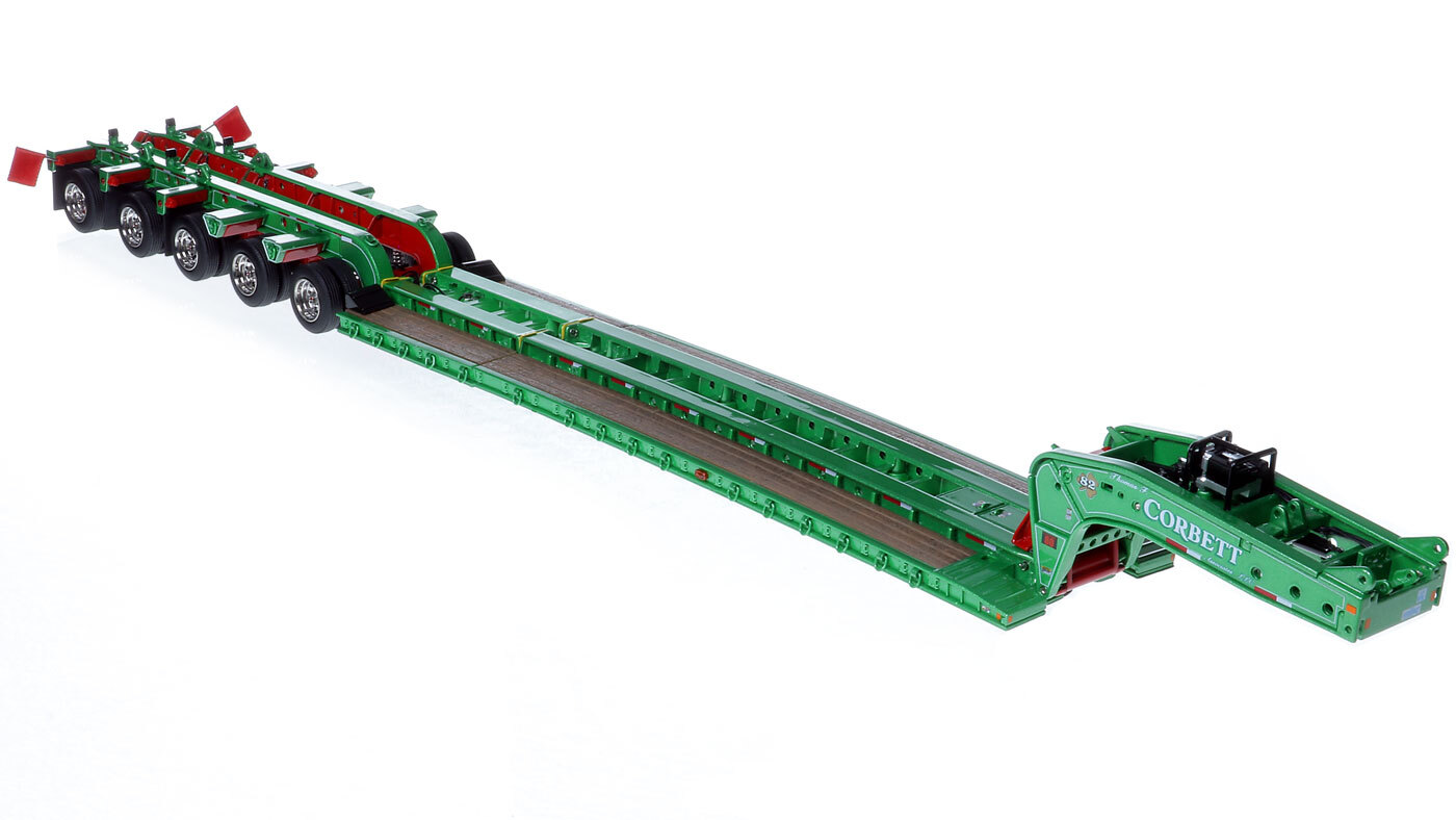 1:50 Scale Diecast Model of Fontaine Magnitude 80 - 100-Ton 5-Axle Drop Side Rail Trailer - Thomas F. Corbett