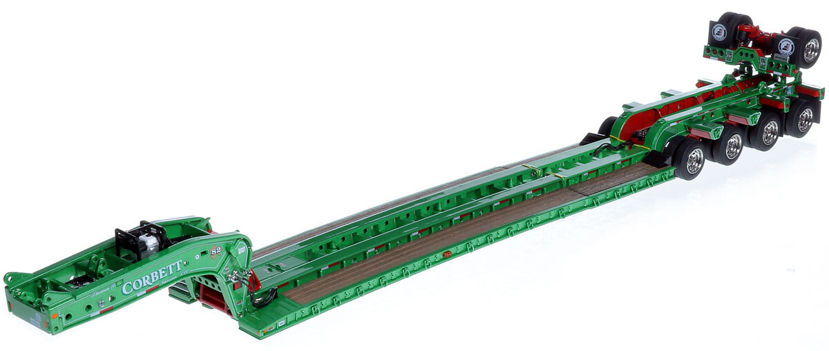 1:50 scale diecast model of Fontaine Magnitude 80 - 100-Ton 5-Axle Drop Side Rail Trailer - Thomas F. Corbett