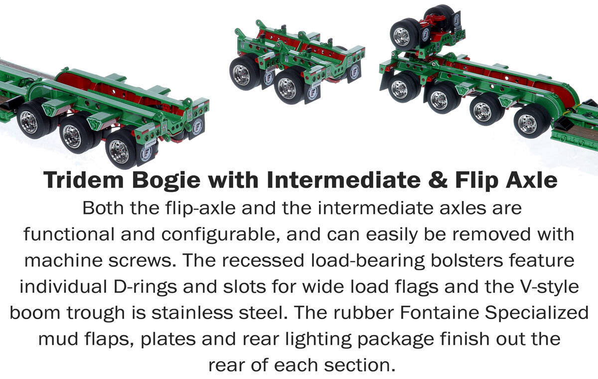 Tridem Bogie for 1:50 Scale Diecast Model of Fontaine Magnitude 80 - 100-Ton 5-Axle Drop Side Rail Trailer - Thomas F. Corbett
