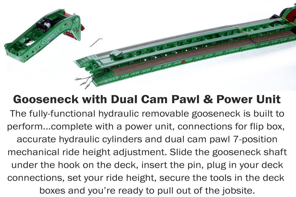 Gooseneck for 1:50 Scale Diecast Model of Fontaine Magnitude 80 - 100-Ton 5-Axle Drop Side Rail Trailer - Thomas F. Corbett