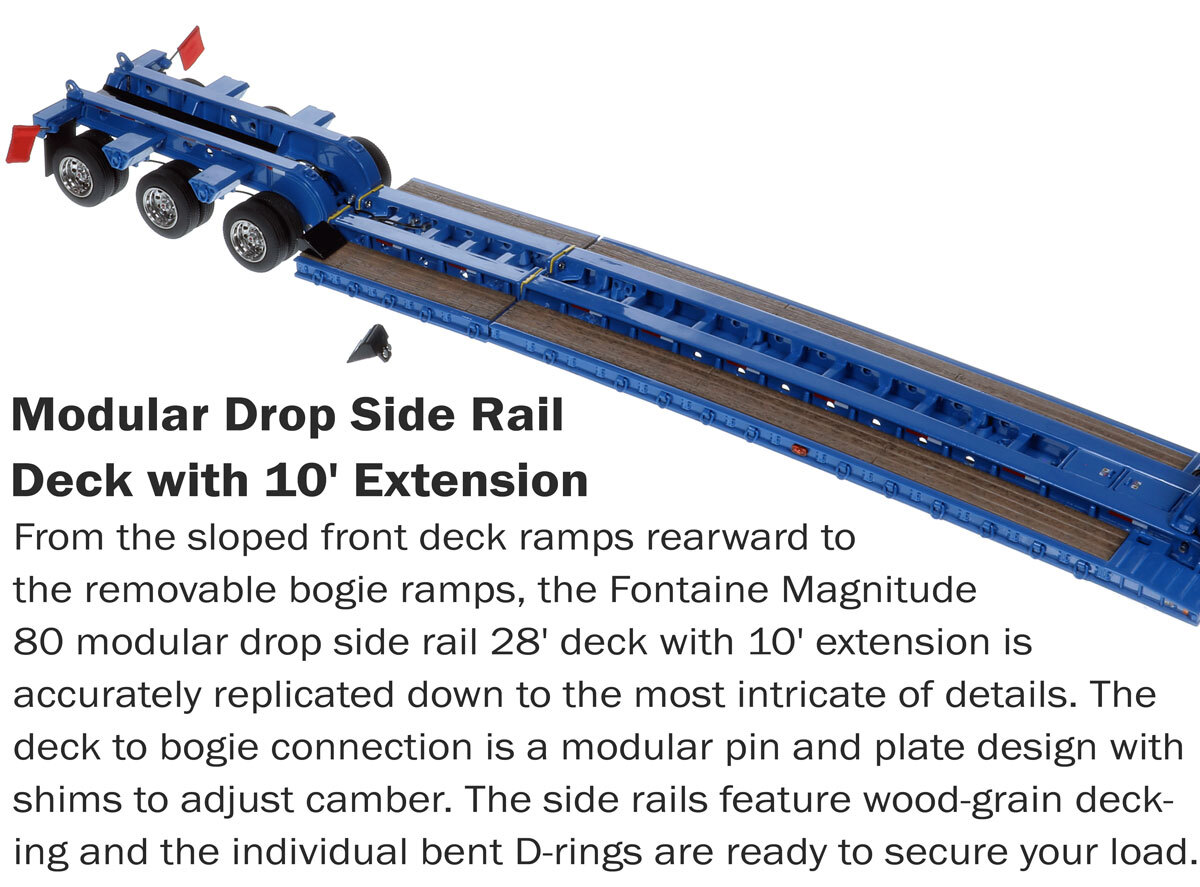 Deck for 1:50 Scale Diecast Model of Fontaine Magnitude 80 - 100-Ton 5-Axle Drop Side Rail Trailer - Sid Kamp Trucking